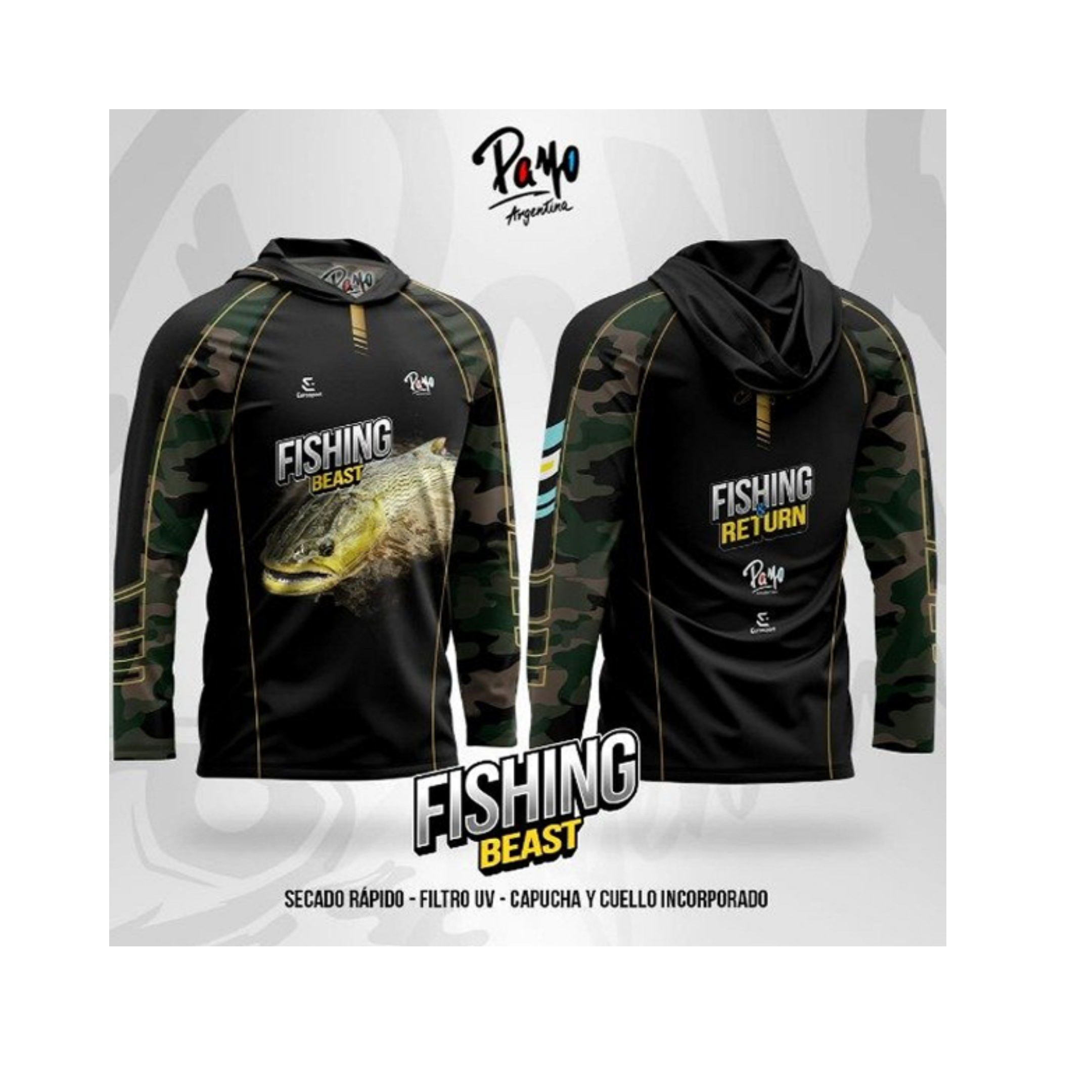 Remera camiseta Payo con filtro uv con capucha