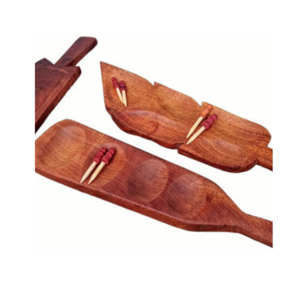 Tabla Madera Algarrobo Hoja Para Picada - Imagen 3