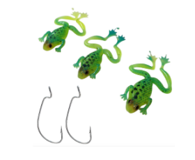 Señuelo X-fish  rana verde de silicona y Anzuelo Offset