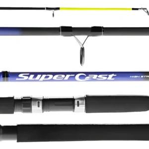 Resistencia: 15-30 libras Acción: Acción rápida Largo total: 2.44 m La barra de la caña esta fabricada de fibra de carbono. Las guías son de óxido de aluminio.