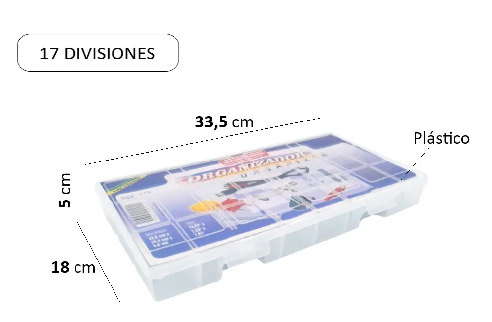 Gavetero Caja Organizador Herramientas Plástico 17 Div.