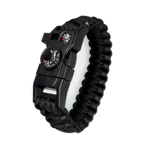 -Brújula - Termómetro - Silbato de Emergencia - Pedernal Iniciador de Fuego - Pulsera - Cordín Paracord - Abridor de Lata - Lima - Filo Serrucho - Abridor de Botella - Abridor de Lata - 4 Puntas de Destornillador