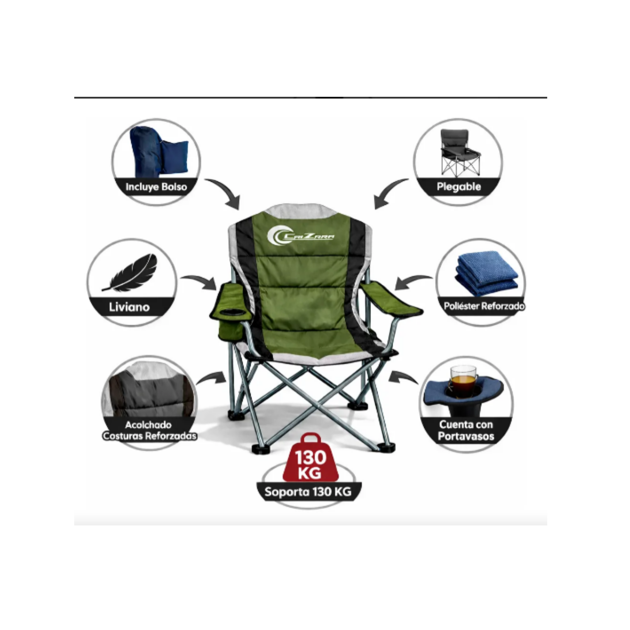 Sillon Director Caizana Plegable XXl soporta 130 kg - Imagen 11